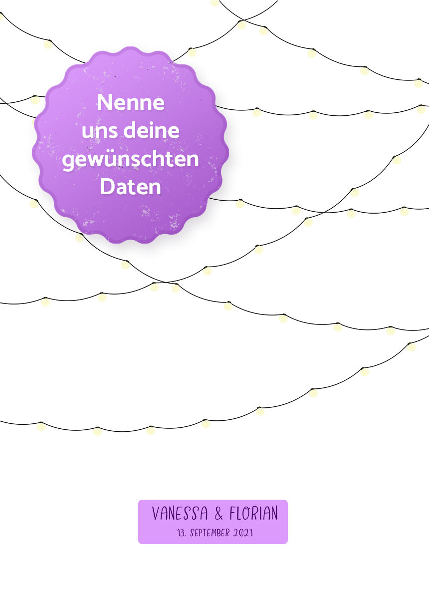 Poster Hochzeit Fingerabdrucke Girlande Gästebuch mit Daten
