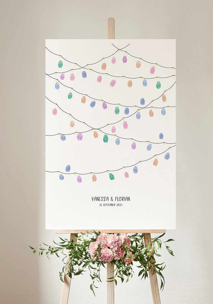 Poster Hochzeit Fingerabdrucke Girlande zur Hochzeit