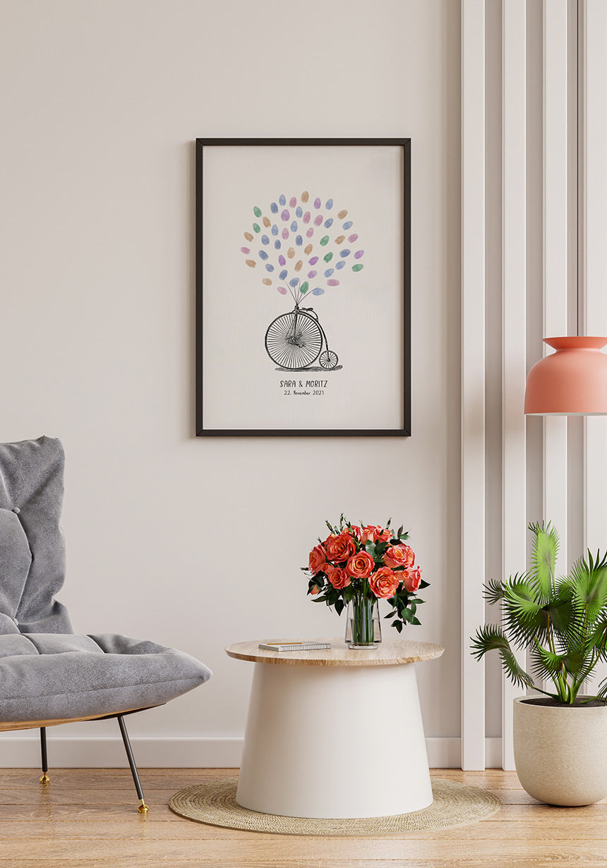 Personalisierbares Fingerabdruck-Poster Hochrad als Geschenk