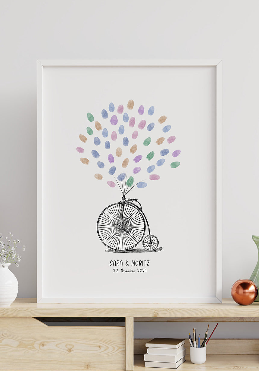 Personalisierbares Fingerabdruck-Poster Hochrad Poster Hochzeit