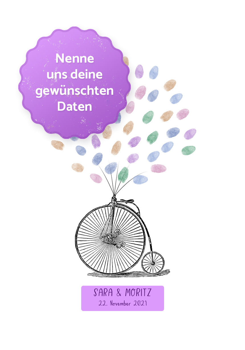 Personalisierbares Fingerabdruck-Poster Hochrad personalisiert