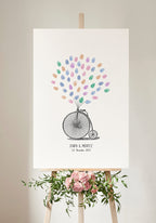 Personalisierbares Fingerabdruck-Poster Hochrad für die Hochzeit