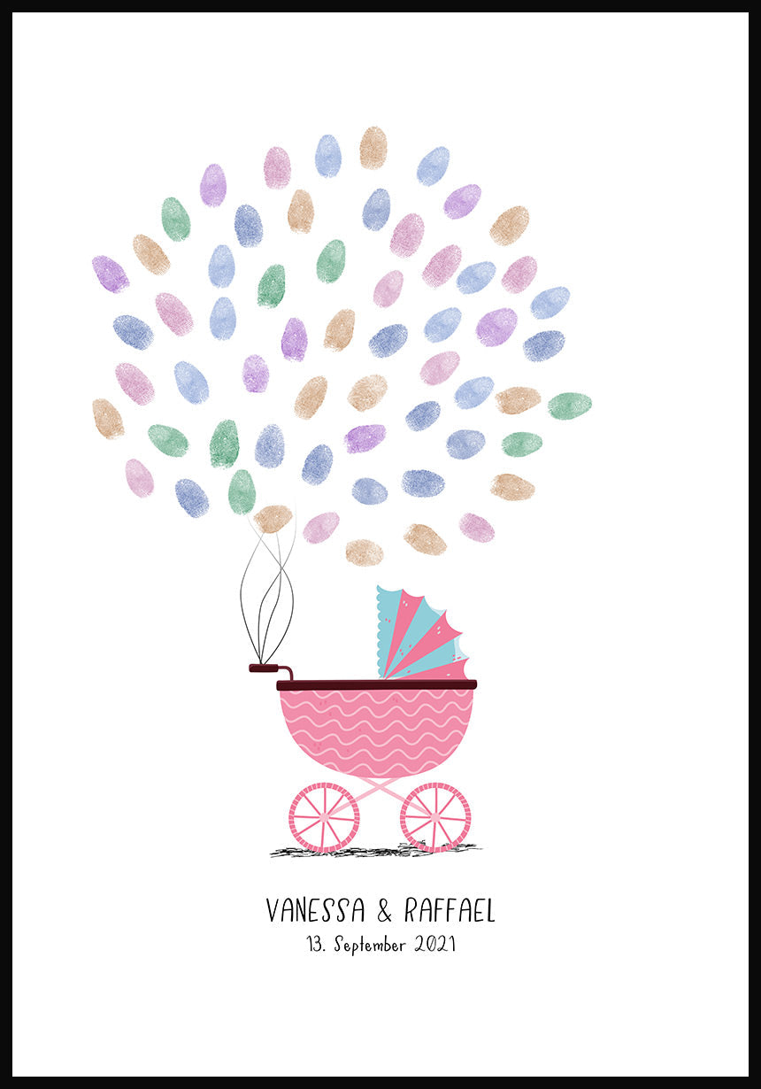 Personalisierbares Fingerabdruck-Poster Kinderwagen