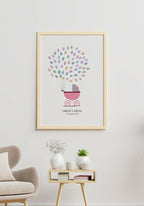 Personalisierbares Fingerabdruck-Poster Kinderwagen Hochzeit