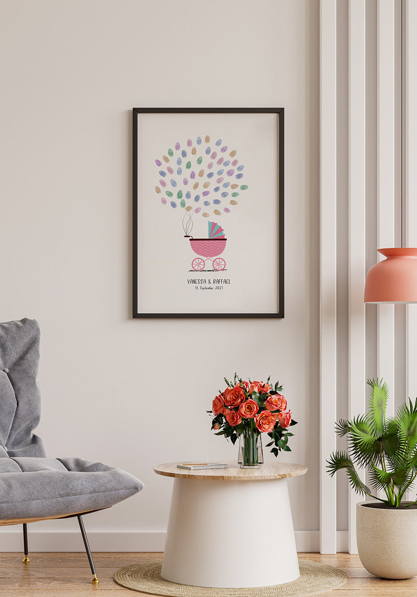 Personalisierbares Fingerabdruck-Poster Kinderwagen Wanddeko