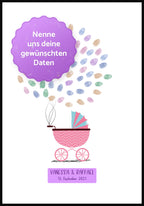 Personalisierbares Fingerabdruck-Poster Kinderwagen deine Daten
