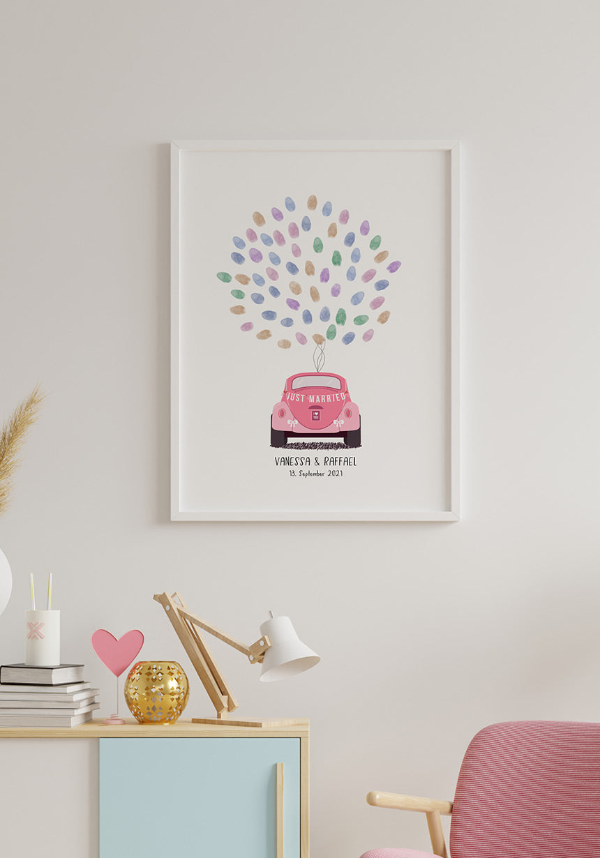 Personalisierbares Fingerabdruck-Poster Auto Hochzteitsgeschenk
