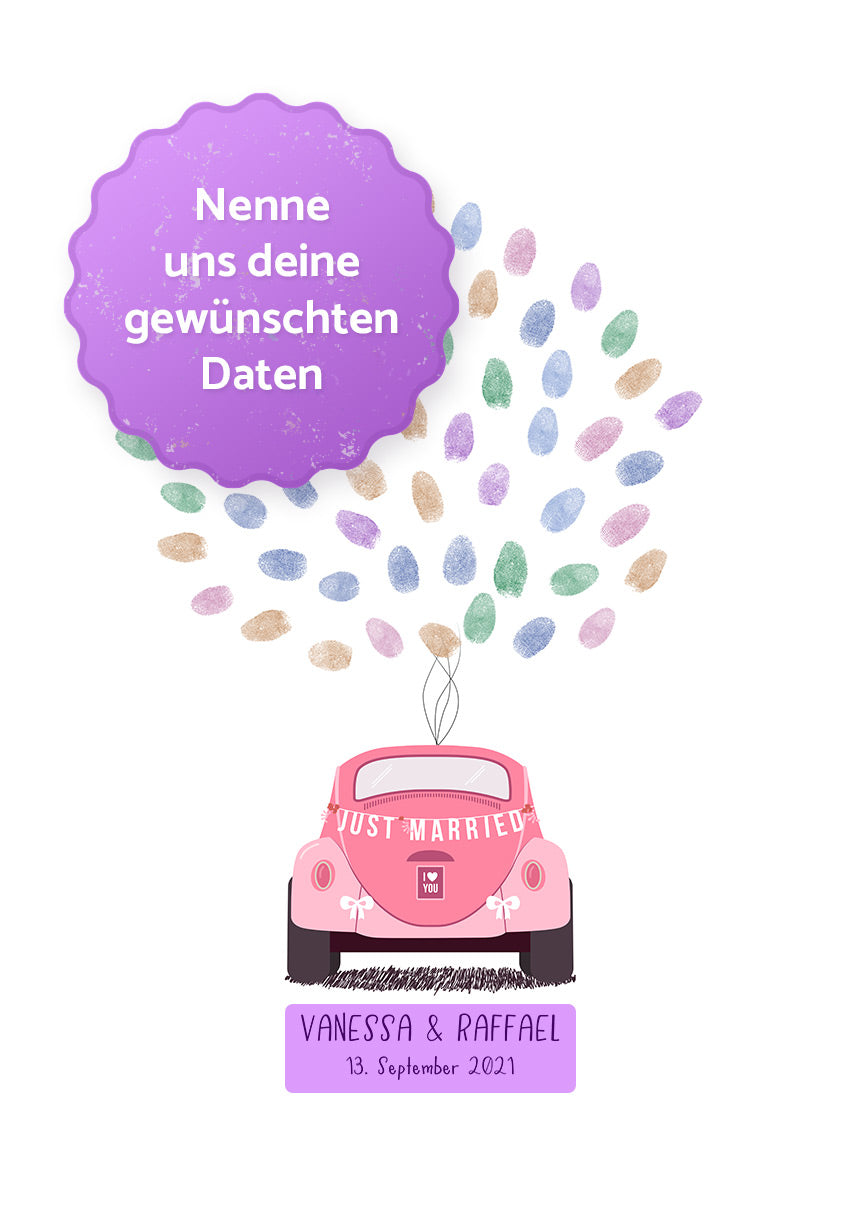 Personalisierbares Fingerabdruck-Poster Auto mit Daten