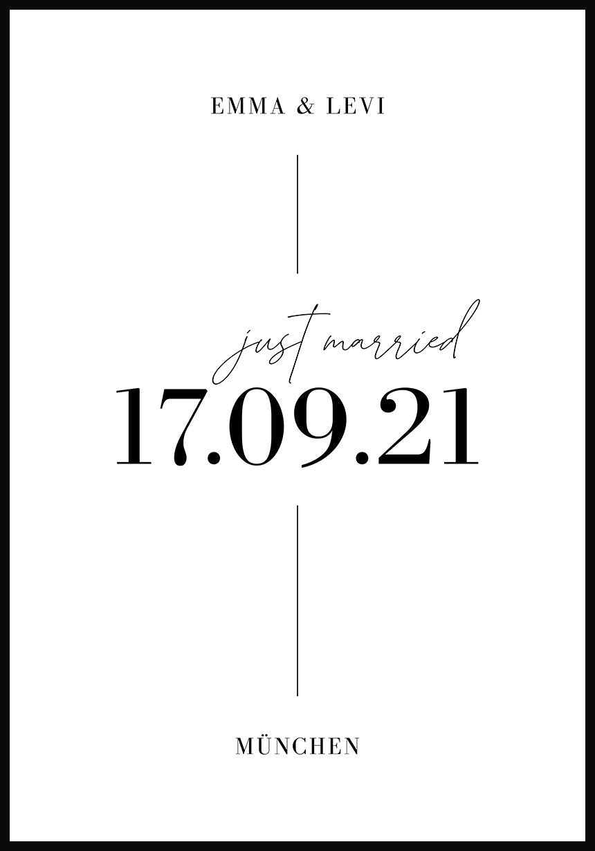 Just Married Poster zur Hochzeit