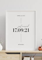 Just Married Poster zur Hochzeit Hochzeitsgeschenk