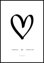 Wedding Heart Names Date Poster