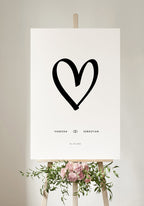 Wedding Heart Names Date Poster