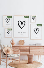Wedding Heart Names Date Poster