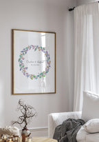 Personalisierbares Fingerabdruck Poster Kranz für Hochzeit mit Abdrücken im Bilderrahmen