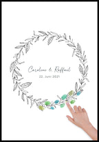 Personalisierbares Fingerabdruck Poster Kranz für Hochzeit mit Abdrücken