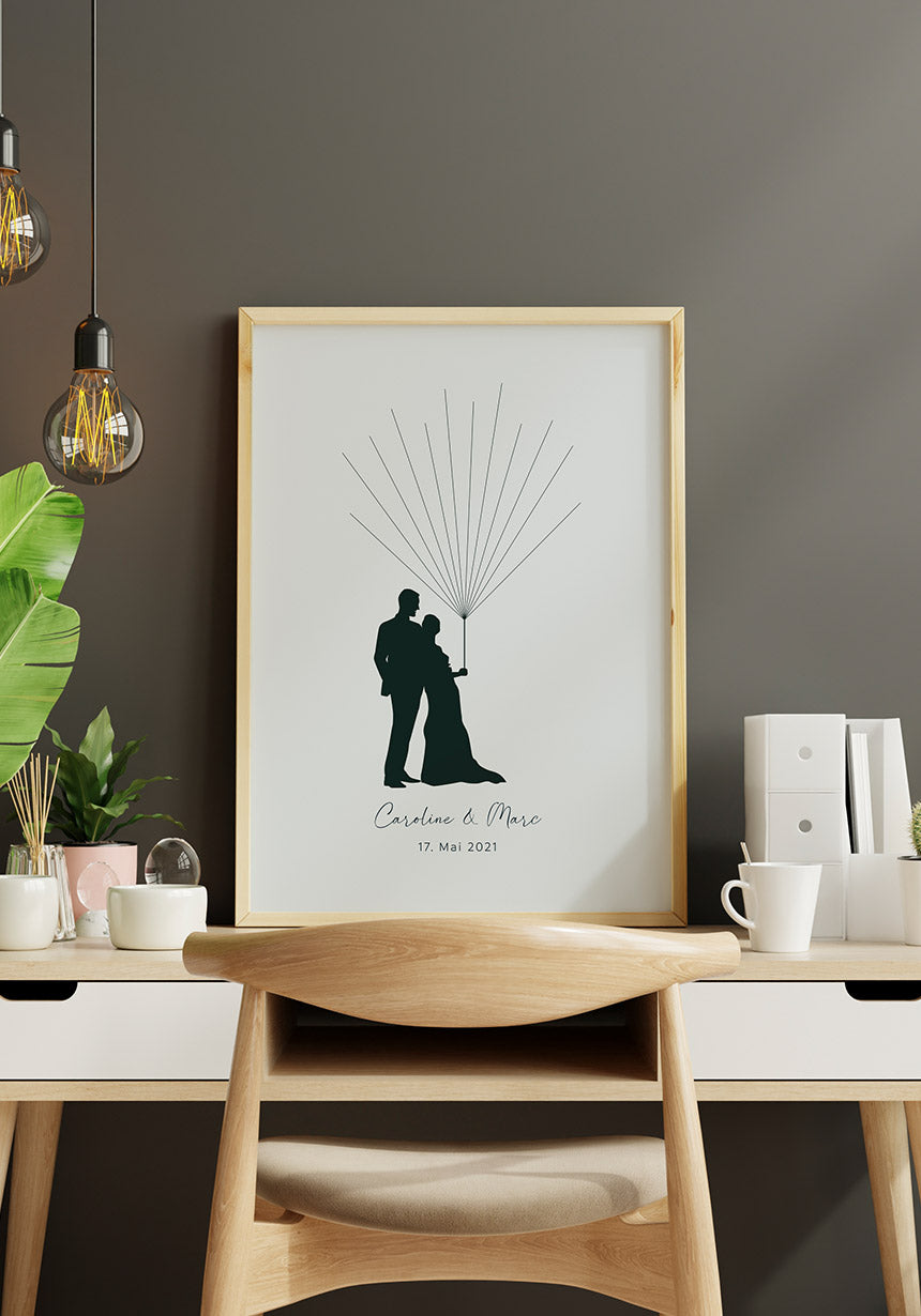 Personalisierbares Fingerabdruck-Poster mit Luftballons im Arbeitszimmer