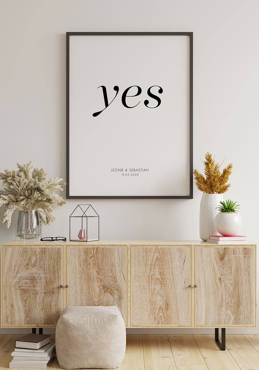 Yes personalisierbares Poster Hochzeit