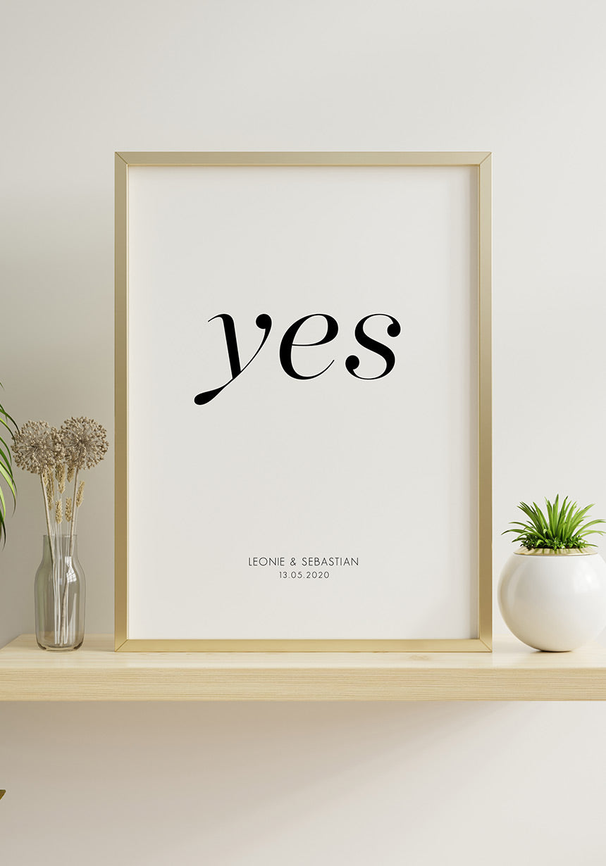 Yes personalisierbares Poster schönes Hochzeitsposter