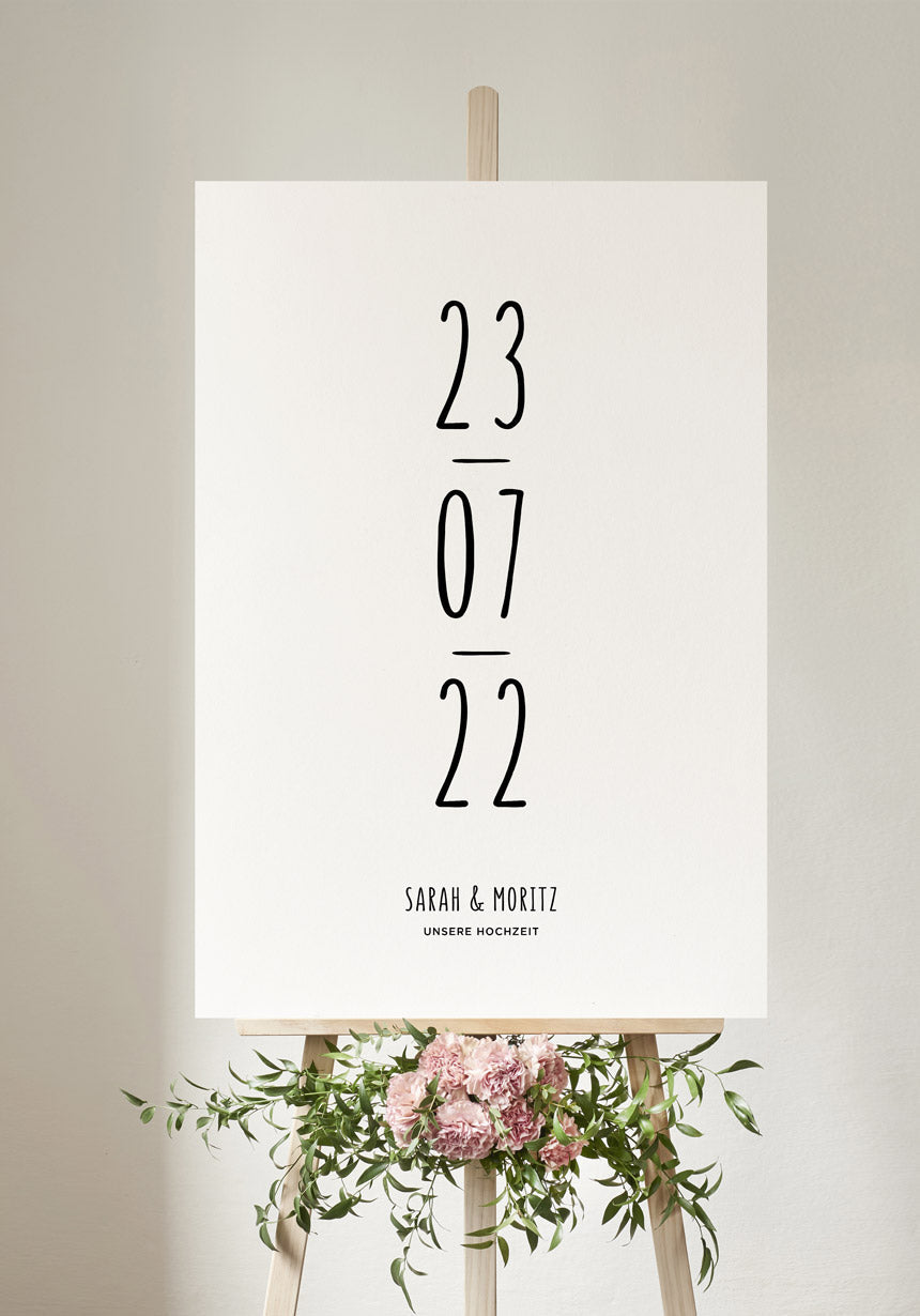 Hochzeitsposter mit Datum und Namen als Geschenk