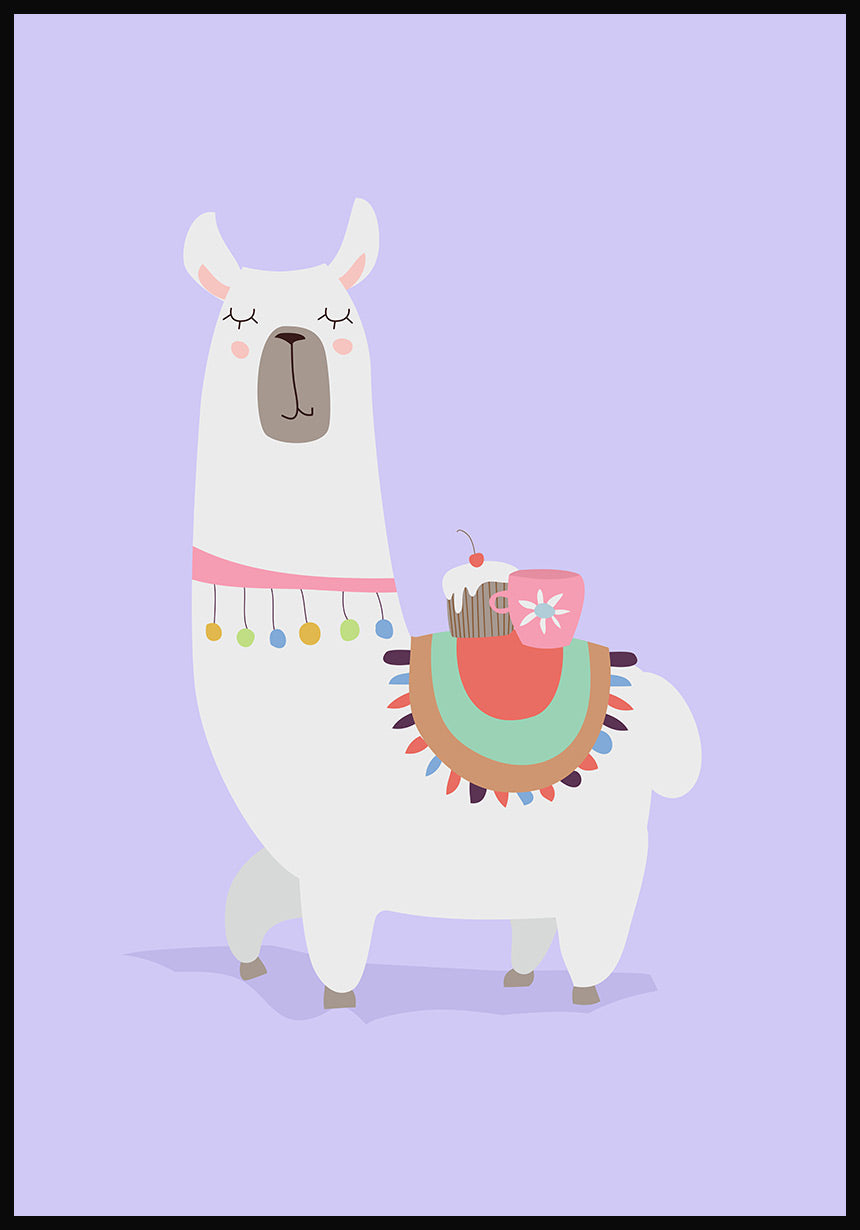 Poster Illustration Alpaca with Törtchen