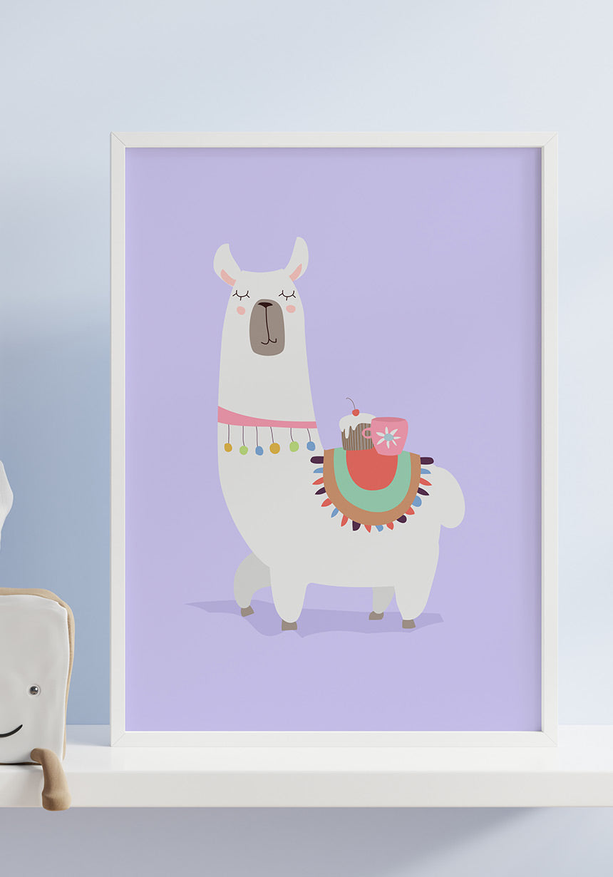 Poster Illustration Alpaka with white frame