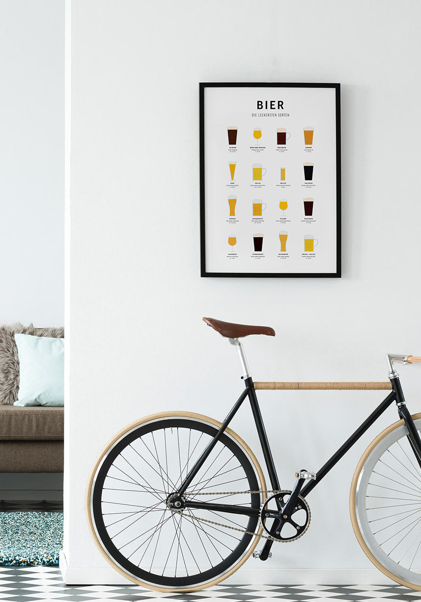 Poster Illustration Beer Types Overview in the living room