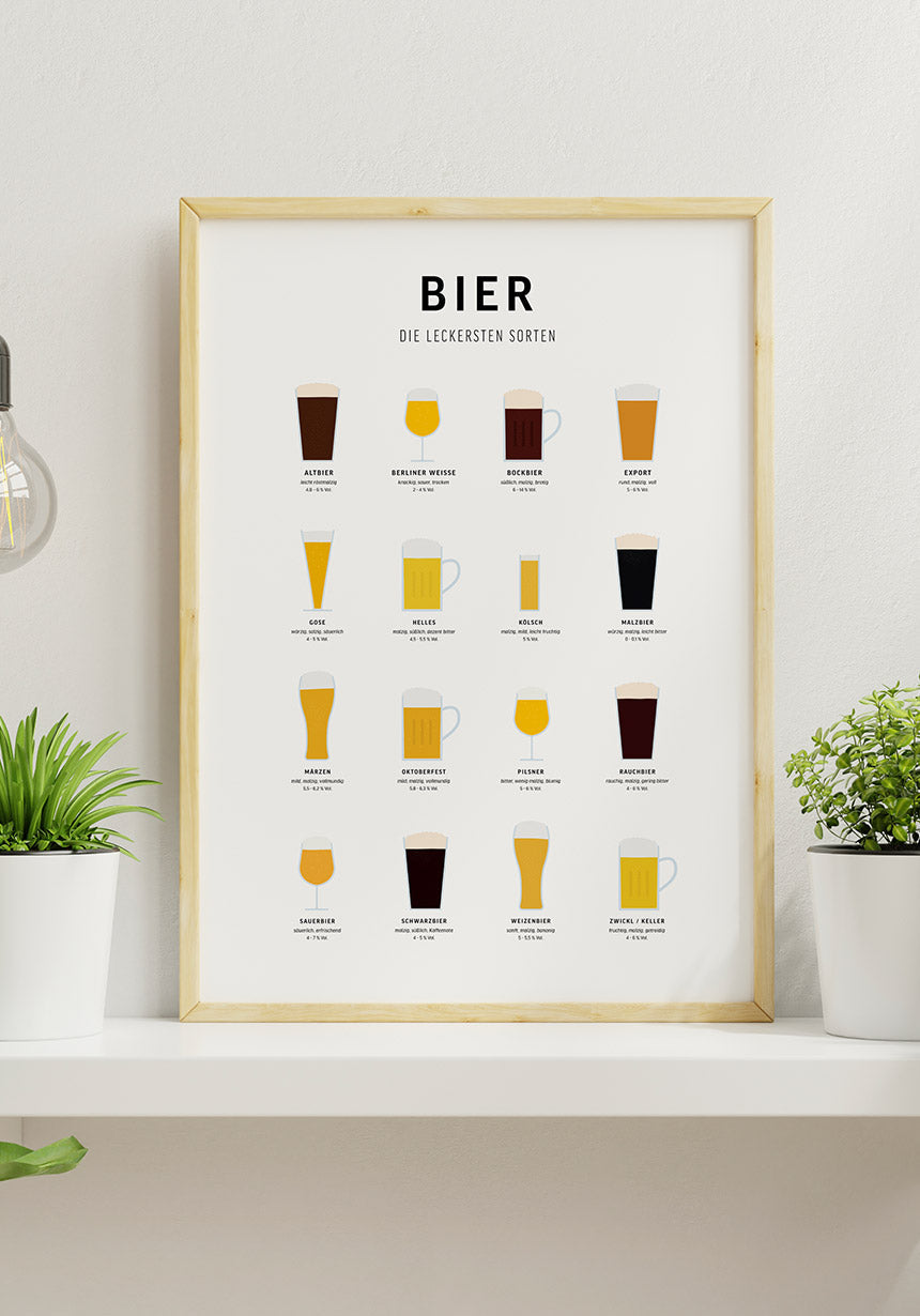 Poster Illustration Beer Types Overview in the kitchen