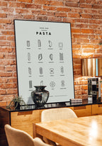 Poster Illustration Pasta varieties in the dining room