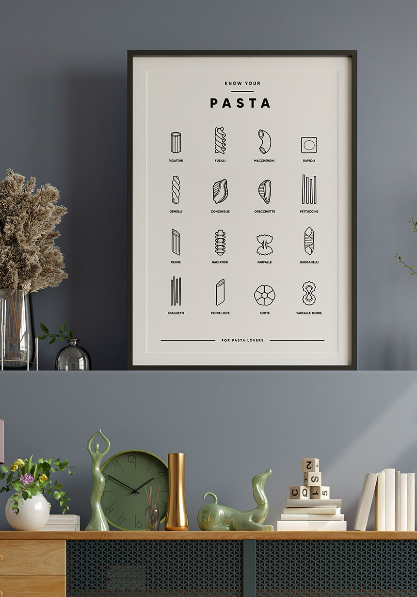 Poster Illustration Pasta varieties in the living room