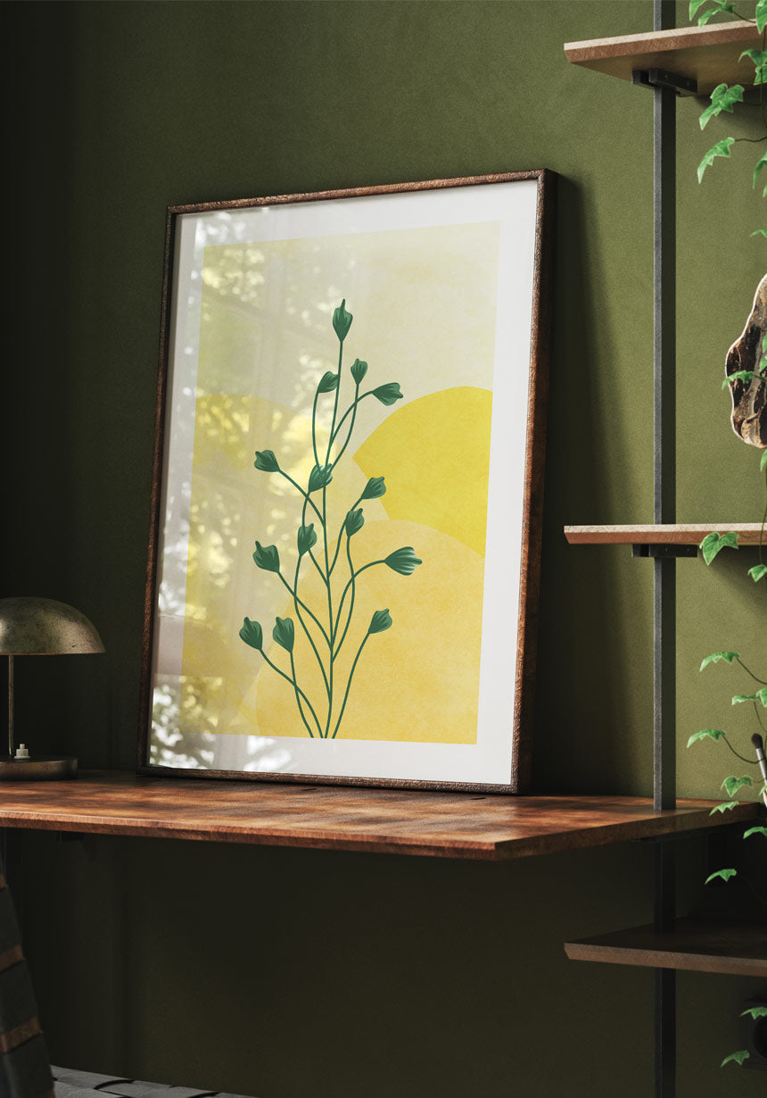 Poster Illustration Green Plant No. 1 on the desk