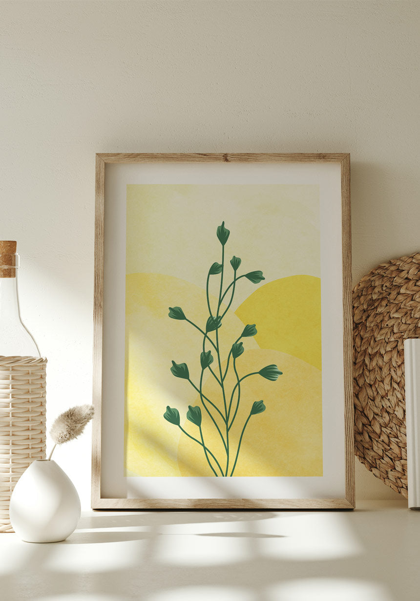 Poster Illustration Green Plant No. 1 in wooden frame