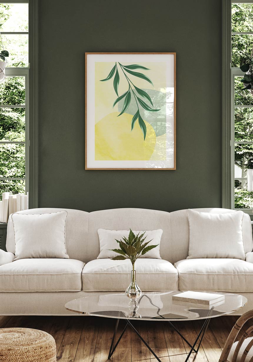 Poster Illustration Green Plant No. 2 above the sofa