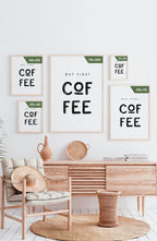 banner poster 'But first Coffee' poster sizes