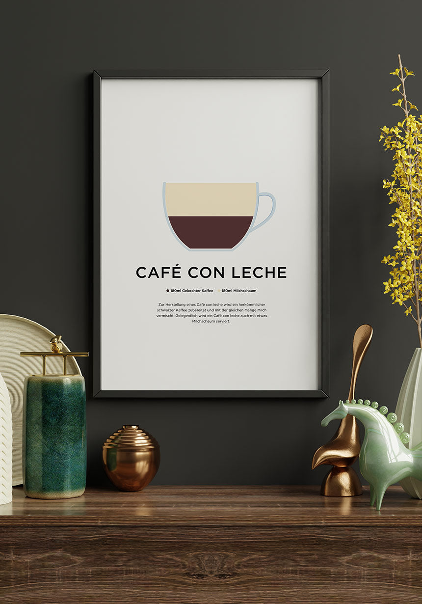 Café con leche poster with preparation