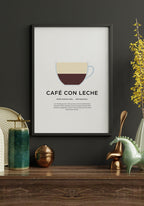Café con leche poster with preparation