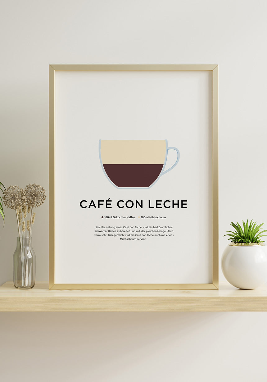 Café con leche Poster illustrated