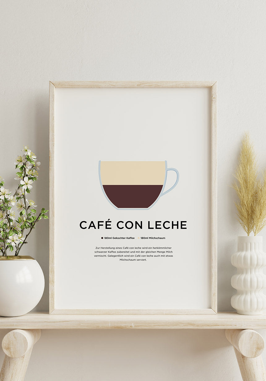 Café con leche Poster with picture frame