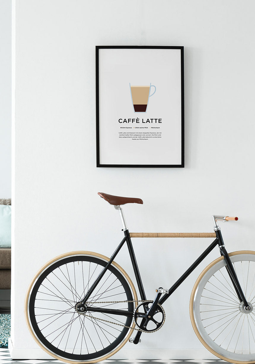 Caffè Latte Poster with preparation kitchen decoration