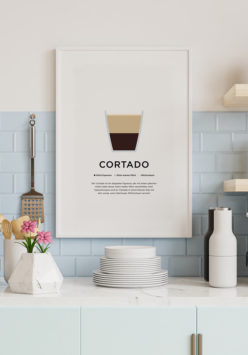 Cortado coffee poster for the kitchen