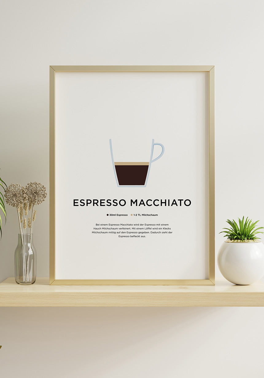 Espresso Macchiato Coffee Poster with Preparation Gift