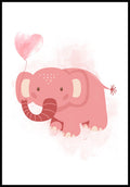 Pink Elephants Poster Illustration with balloon