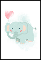 Turquoise Elephants Poster Illustration with balloon