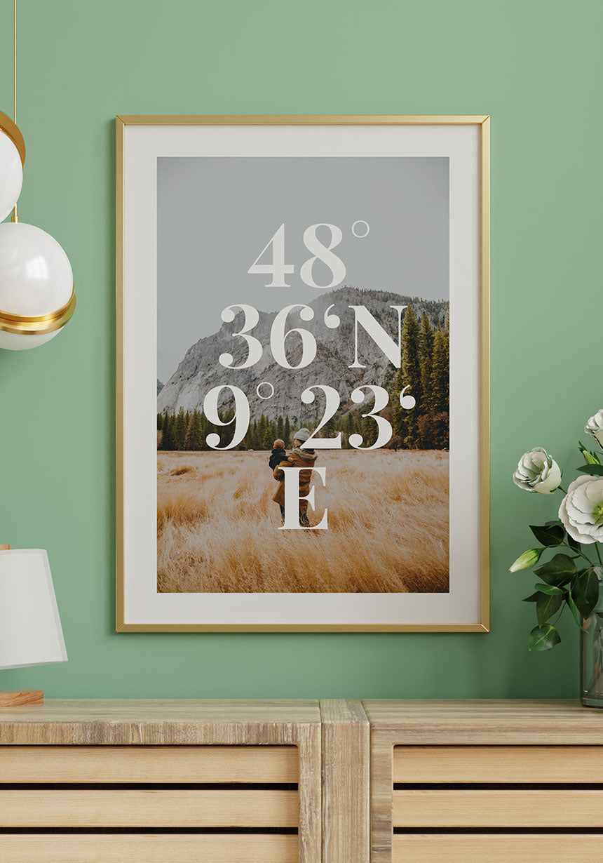 Poster Koordinaten mit Bild als Geschenk