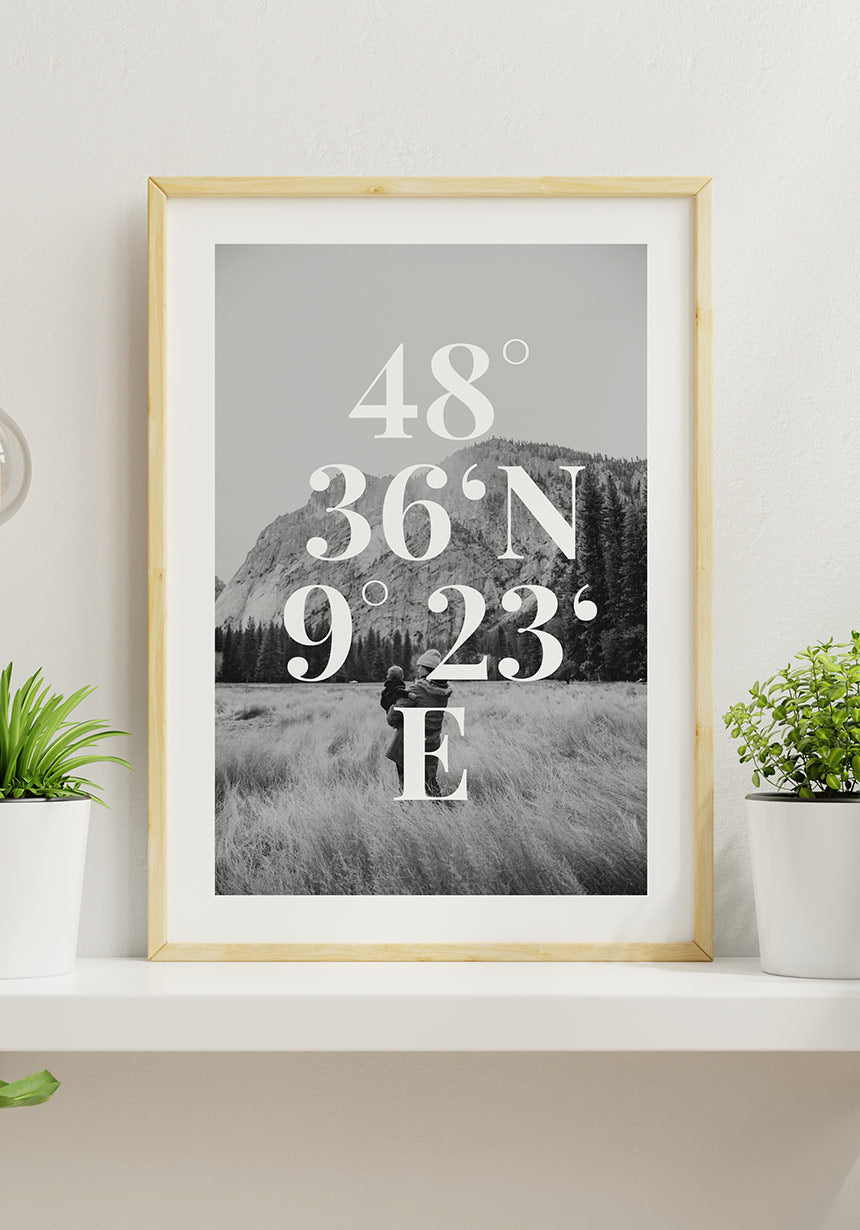 Poster Koordinaten mit Bild im Rahmen