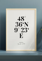 Koordinaten mit Familienname Poster zum Einzug