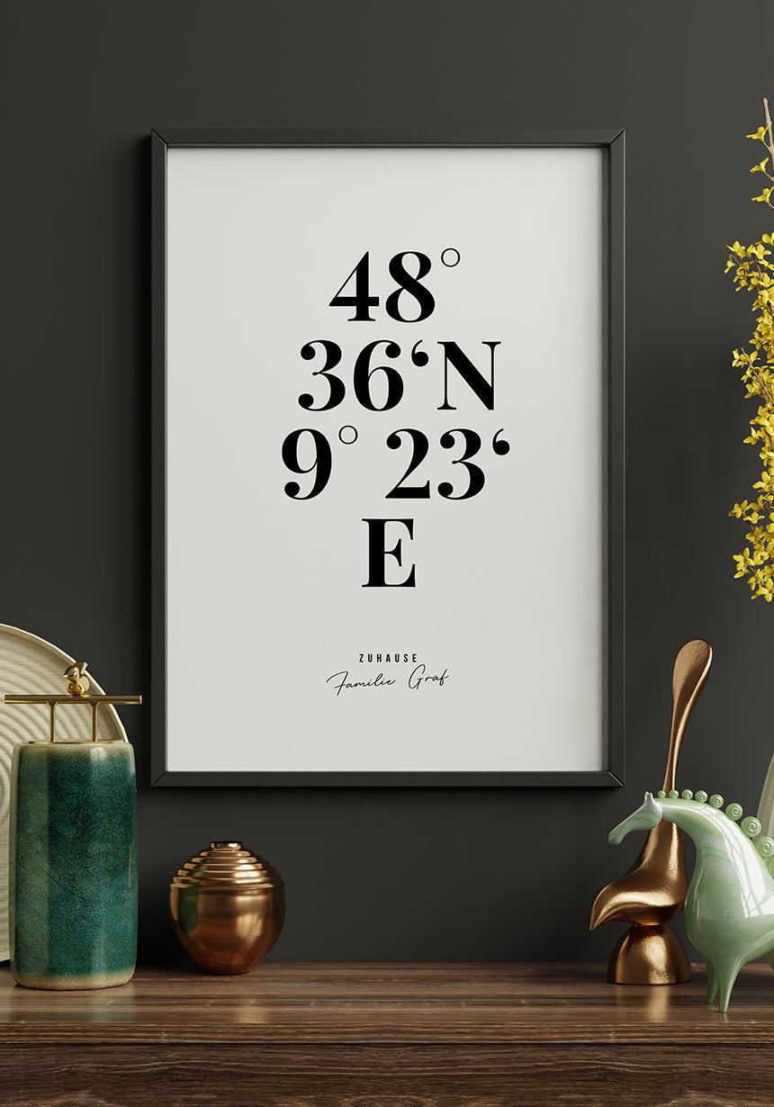 Koordinaten mit Familienname Poster als Geschenk