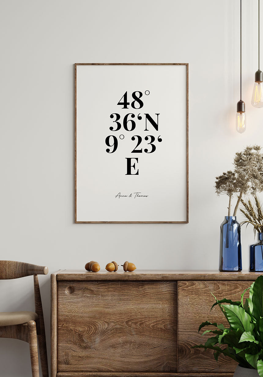 Koordinaten mit Namen Poster Geschenk