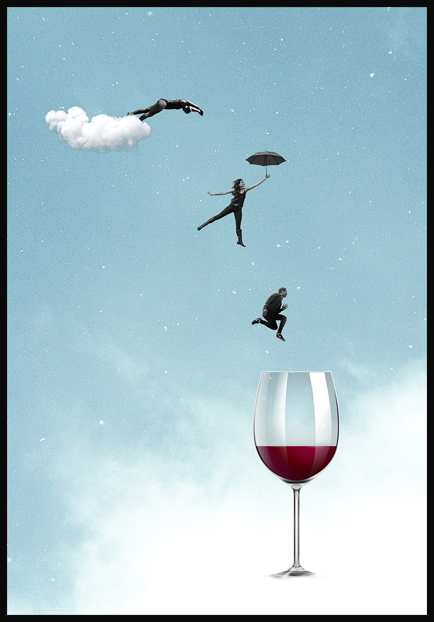 Poster leap from people into a wine glass