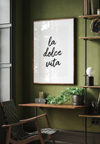 Poster la dolce vita typography on green wall
