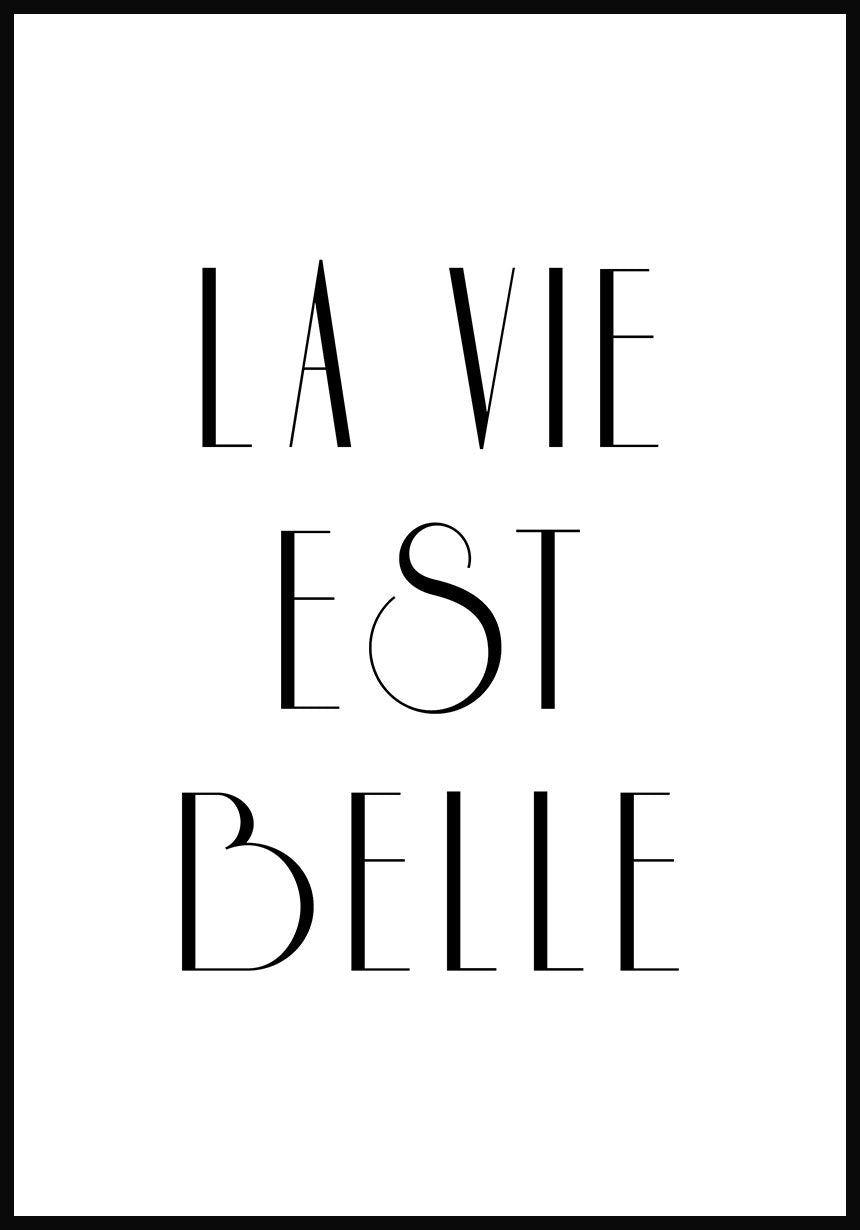 La Vie Est Belle Typography Poster